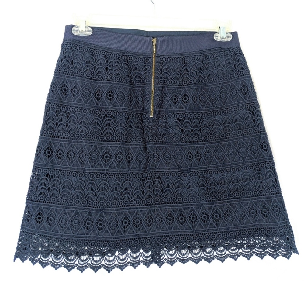 LOFT Navy Blue Lined Lace A-Line Skirt - Size 8 Womens - Picture 2 of 3
